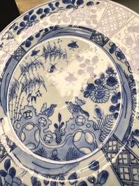 Eight Chinese blue and white, famille verte and Imari-style plates, Kangxi