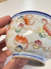 A Chinese famille rose 'Dragons' bowl and a 'Bats and Clouds' bowl, Tongzhi and Guangxu mark, 19th C.