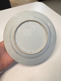Eight Chinese blue and white, famille verte and Imari-style plates, Kangxi