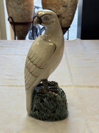 A fine Chinese polychrome-glazed hawk, 19th C.