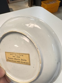 A pair of Chinese famille verte 'cranes' plates, Kangxi