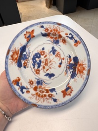 Eight Chinese blue and white, famille verte and Imari-style plates, Kangxi