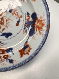 Eight Chinese blue and white, famille verte and Imari-style plates, Kangxi