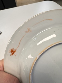 Eight Chinese blue and white, famille verte and Imari-style plates, Kangxi