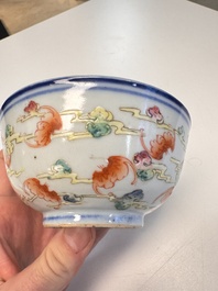 A Chinese famille rose 'Dragons' bowl and a 'Bats and Clouds' bowl, Tongzhi and Guangxu mark, 19th C.