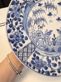 Eight Chinese blue and white, famille verte and Imari-style plates, Kangxi