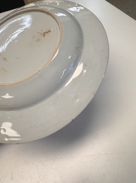 Eight Chinese blue and white, famille verte and Imari-style plates, Kangxi