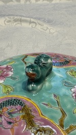 A Chinese famille rose turquoise-ground 'Kamcheng' bowl and cover for the Straits or Peranakan market, 19th C.