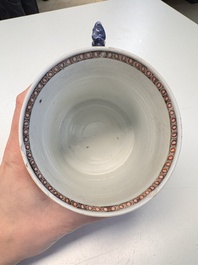 A Chinese famille rose 'Chui Xiao Yin Feng 吹簫引鳳' plate and a Canton famille rose tankard with figural design, Yongzheng/Qianlong