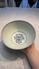 A Chinese blue and white 'Butterflies and Flowers' bowl, Transitional period