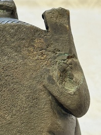 A Chinese bronze 'Mythical Beast' rhyton, Ming