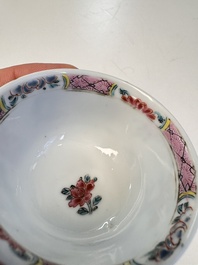 A Chinese famille rose 'Fishermen' cup and saucer, Yongzheng