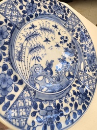 Eight Chinese blue and white, famille verte and Imari-style plates, Kangxi