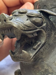 A Chinese bronze 'Mythical Beast' rhyton, Ming