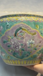 A Chinese famille rose turquoise-ground 'Kamcheng' bowl and cover for the Straits or Peranakan market, 19th C.