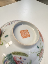 A Chinese famille rose 'Dragons' bowl and a 'Bats and Clouds' bowl, Tongzhi and Guangxu mark, 19th C.