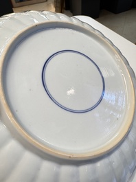 A pair of Chinese famille verte 'Sea Creatures' lobed plates, Kangxi