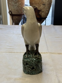 A fine Chinese polychrome-glazed hawk, 19th C.