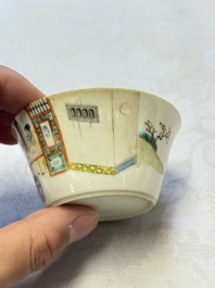 A set of seven Chinese famille rose nesting bowls with narrative design, Daoguang