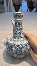 A Chinese blue and white 'Floral' kendi, Kangxi