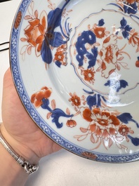 Eight Chinese blue and white, famille verte and Imari-style plates, Kangxi