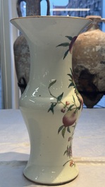 A Chinese famille rose 'Nine Peaches' 'Gu' vase, 19th C.