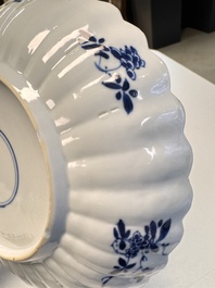 A pair of Chinese famille verte 'Sea Creatures' lobed plates, Kangxi