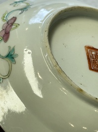 Five Chinese famille rose 'Phoenix and Peony' cups and three saucers for the Peranakan market, Qianlong, Guangxu and Zhou Shunxing 周順興 marks, Republic