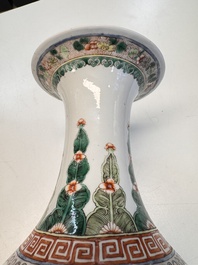 A pair of Chinese famille verte vases with narrative design, 19th C.