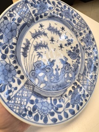 Eight Chinese blue and white, famille verte and Imari-style plates, Kangxi