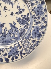 Eight Chinese blue and white, famille verte and Imari-style plates, Kangxi
