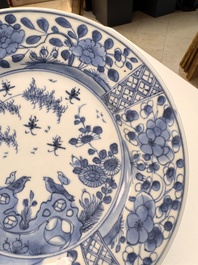 Eight Chinese blue and white, famille verte and Imari-style plates, Kangxi