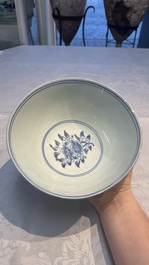 A Chinese blue and white 'Butterflies and Flowers' bowl, Transitional period