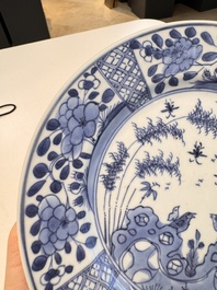 Eight Chinese blue and white, famille verte and Imari-style plates, Kangxi