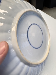 A pair of Chinese famille verte 'Sea Creatures' lobed plates, Kangxi