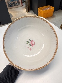 A rare Chinese famille rose 'Satyr Watching a Sleeping Venus' punch bowl, Qianlong