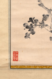 Chinese school: 'Peony' and 'Snowscape', ink and colour on paper and silk, signed Shao Chongwei 卲重威 and Xia Gui 夏珪, 20th C.