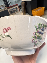 A rare Chinese famille rose 'Satyr Watching a Sleeping Venus' punch bowl, Qianlong