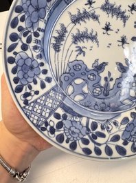 Eight Chinese blue and white, famille verte and Imari-style plates, Kangxi