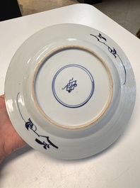 Eight Chinese blue and white, famille verte and Imari-style plates, Kangxi
