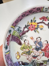 A Chinese famille rose 'Fishermen' cup and saucer, Yongzheng
