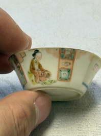 A set of seven Chinese famille rose nesting bowls with narrative design, Daoguang