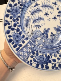Eight Chinese blue and white, famille verte and Imari-style plates, Kangxi