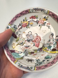 A Chinese famille rose 'Fishermen' cup and saucer, Yongzheng