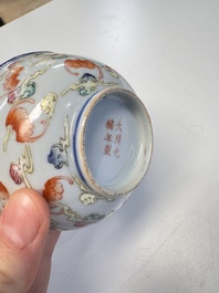 A Chinese famille rose 'Dragons' bowl and a 'Bats and Clouds' bowl, Tongzhi and Guangxu mark, 19th C.