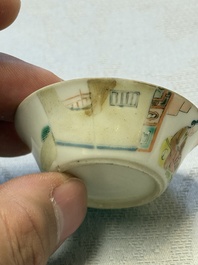 A set of seven Chinese famille rose nesting bowls with narrative design, Daoguang