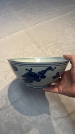 A Chinese blue and white 'Butterflies and Flowers' bowl, Transitional period