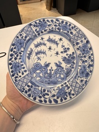 Eight Chinese blue and white, famille verte and Imari-style plates, Kangxi