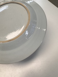 Eight Chinese blue and white, famille verte and Imari-style plates, Kangxi
