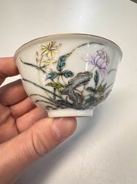 A pair of Chinese famille rose bowls with floral design, Guangxu mark of the period